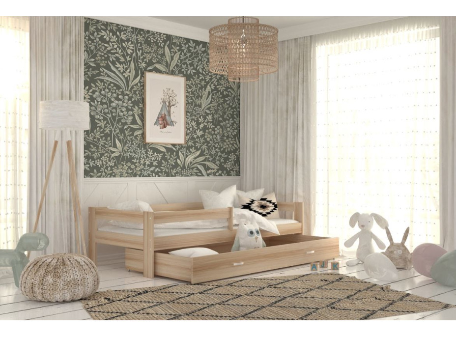 Detská posteľ so zásuvkou HUGO V - 190x80 cm - dekor borovica