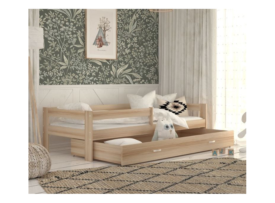 Detská posteľ so zásuvkou HUGO V - 160x80 cm - dekor borovica