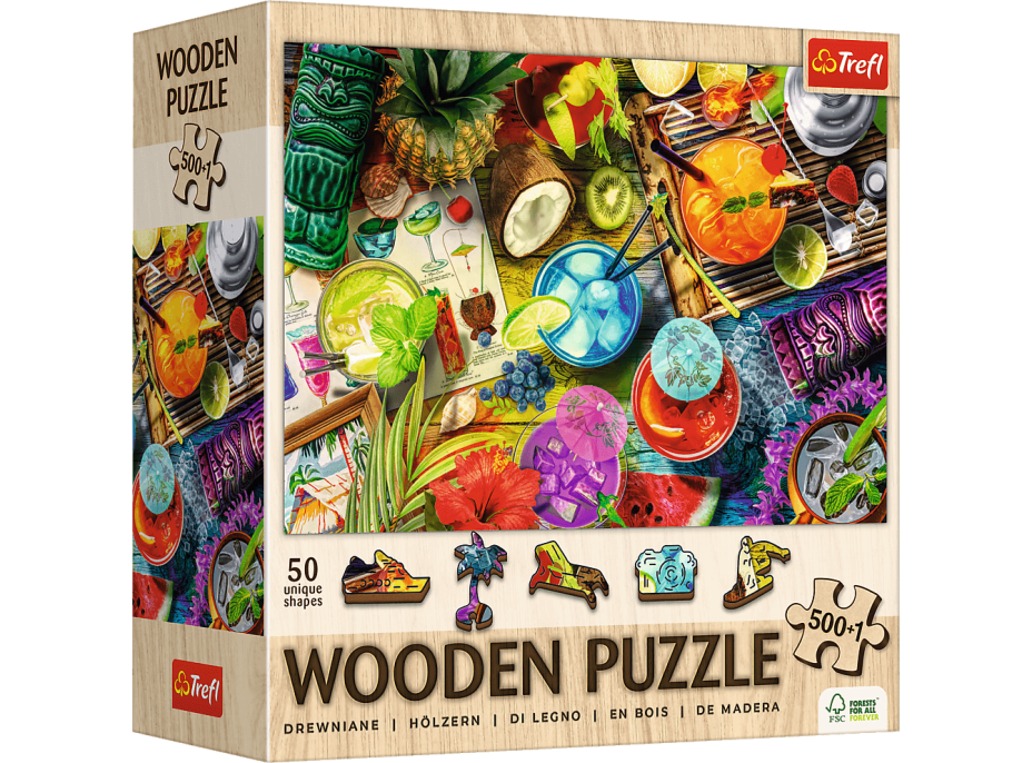 TREFL Drevené puzzle Farebné koktaily 501 dielikov