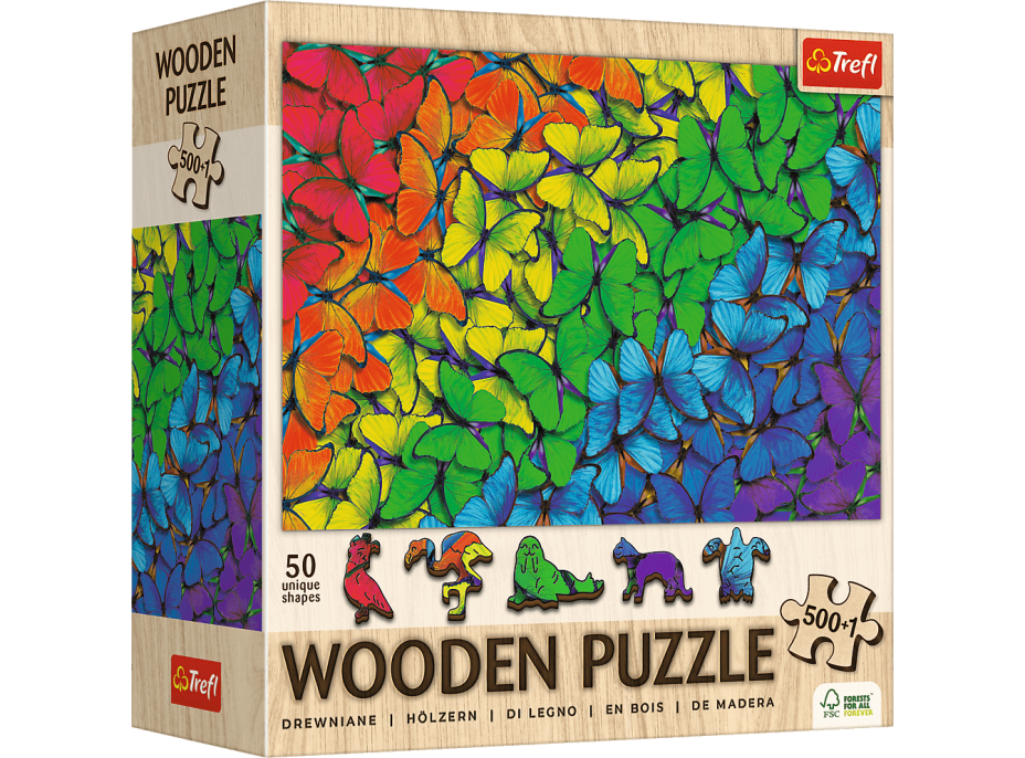 TREFL Drevené puzzle Dúhovie motýle 501 dielikov
