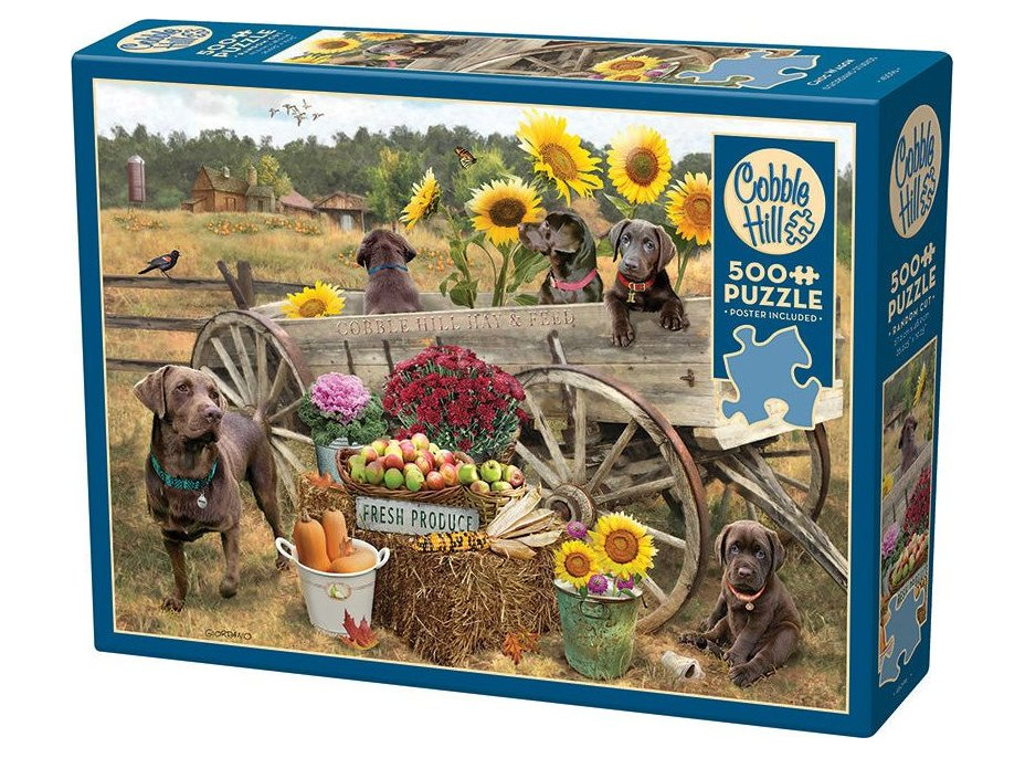 COBBLE HILL Puzzle Drevený vozík 500 dielikov