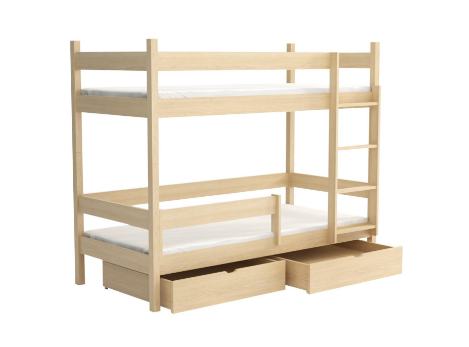 Detská poschodová posteľ z masívu borovice LEGEND bez šuplíkov - 200x80 cm - PRÍRODNÁ BOROVICA