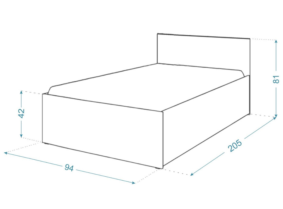 Posteľ PANAMA 200x90 cm - biela/dub craft