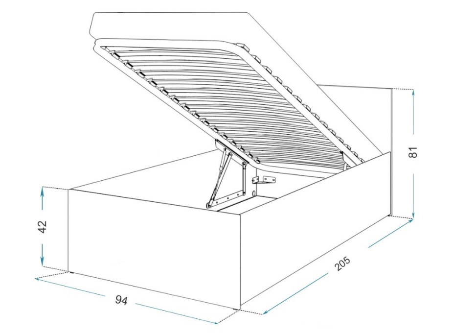 Posteľ PANAMA 200x90 cm - biela/dub craft
