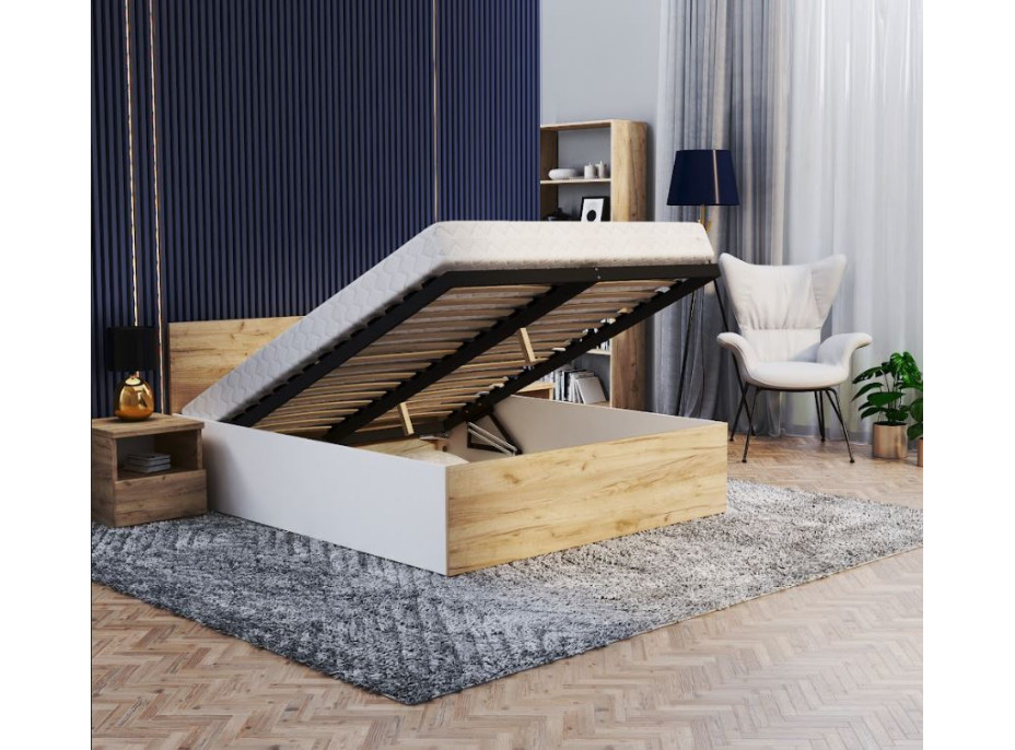 Posteľ PANAMA 200x120 cm - biela/dub craft