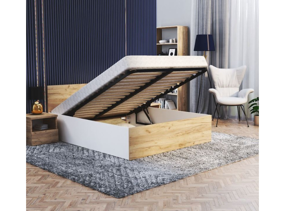 Posteľ PANAMA 200x120 cm - biela/dub craft