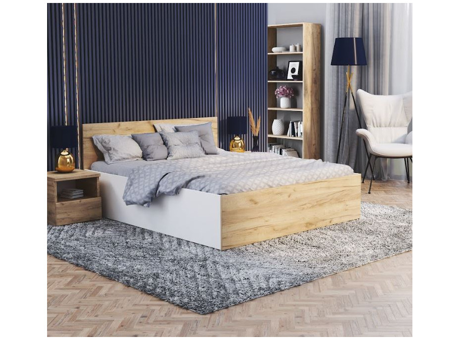 Posteľ PANAMA 200x120 cm - biela/dub craft
