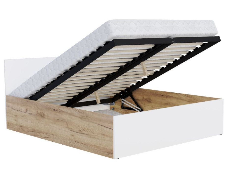 Posteľ PANAMA 200x180 cm - dub craft/biela