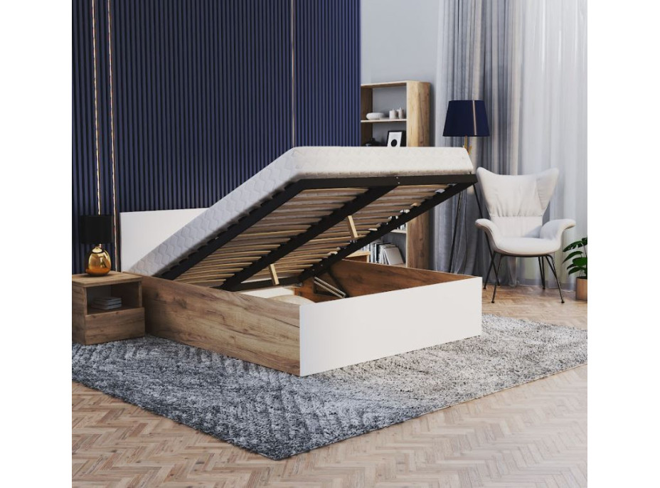 Posteľ PANAMA 200x180 cm - dub craft/biela