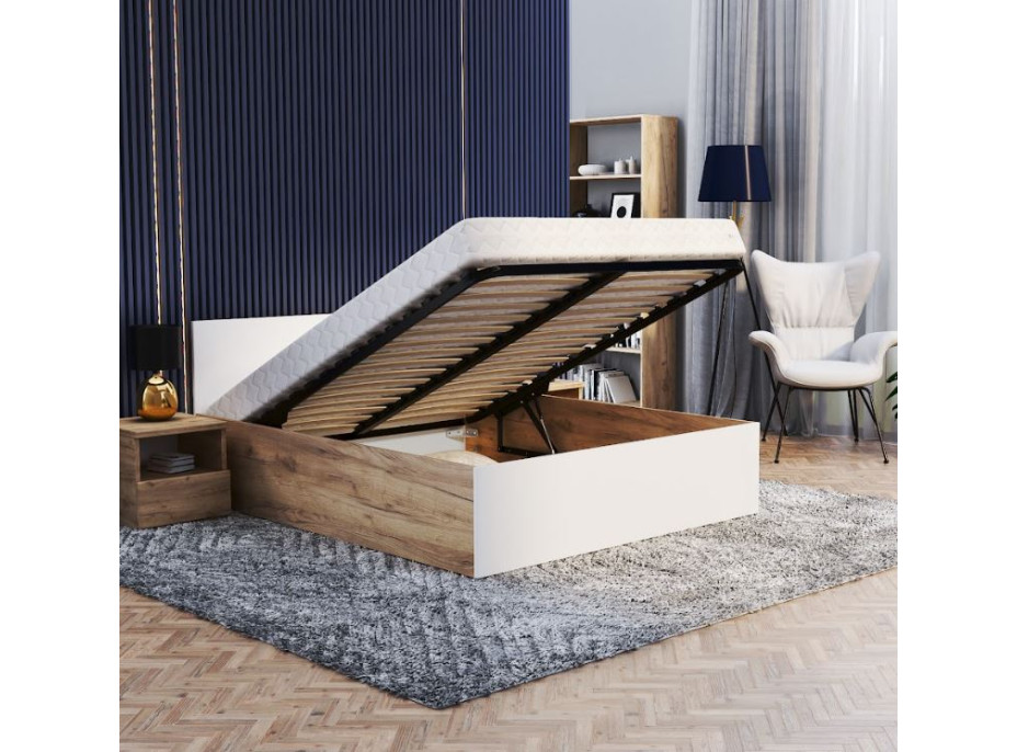 Posteľ PANAMA 200x120 cm - dub craft/biela