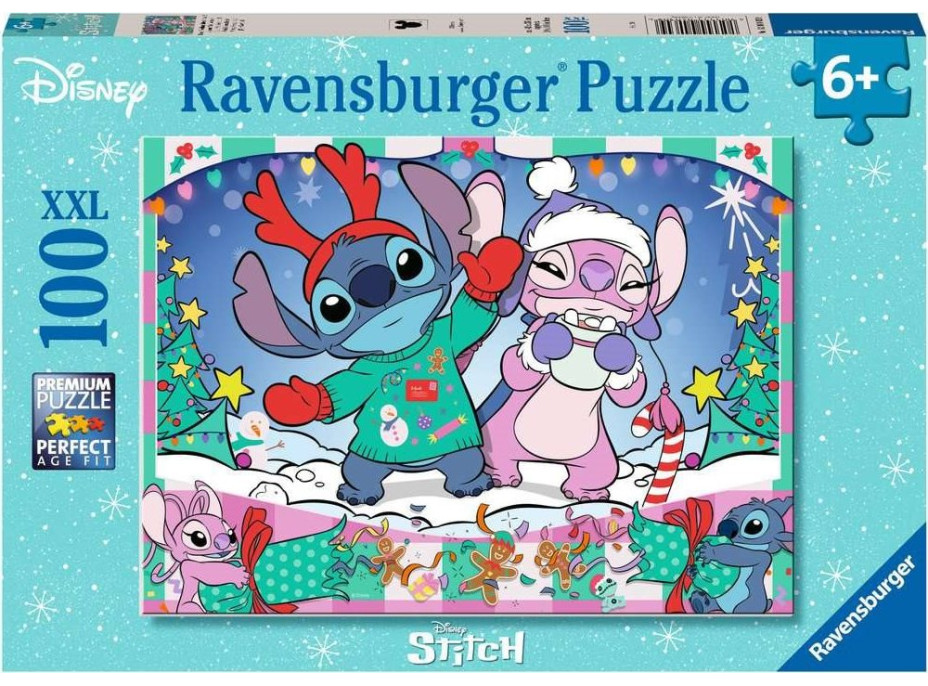 RAVENSBURGER Puzzle Disney: Stitch na Vianoce XXL 100 dielikov