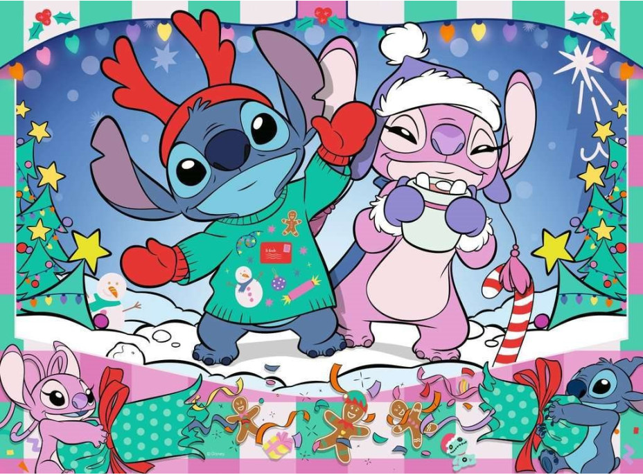 RAVENSBURGER Puzzle Disney: Stitch na Vianoce XXL 100 dielikov