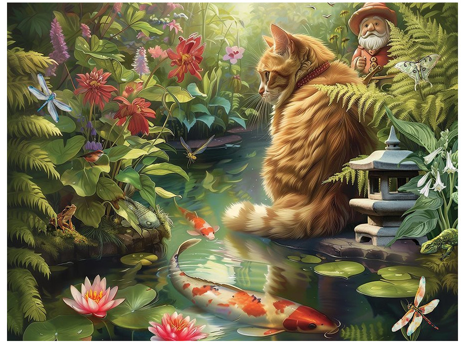 COBBLE HILL Puzzle Mačka a Koi kapry XL 275 dielikov