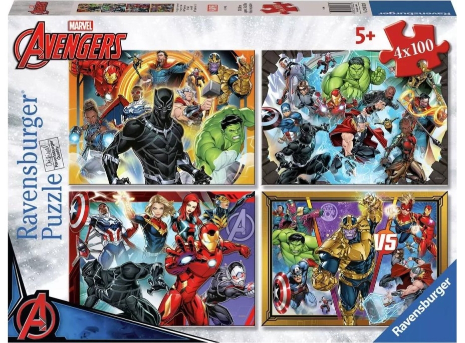 RAVENSBURGER Puzzle Marvel: Avengers 4x100 dielikov