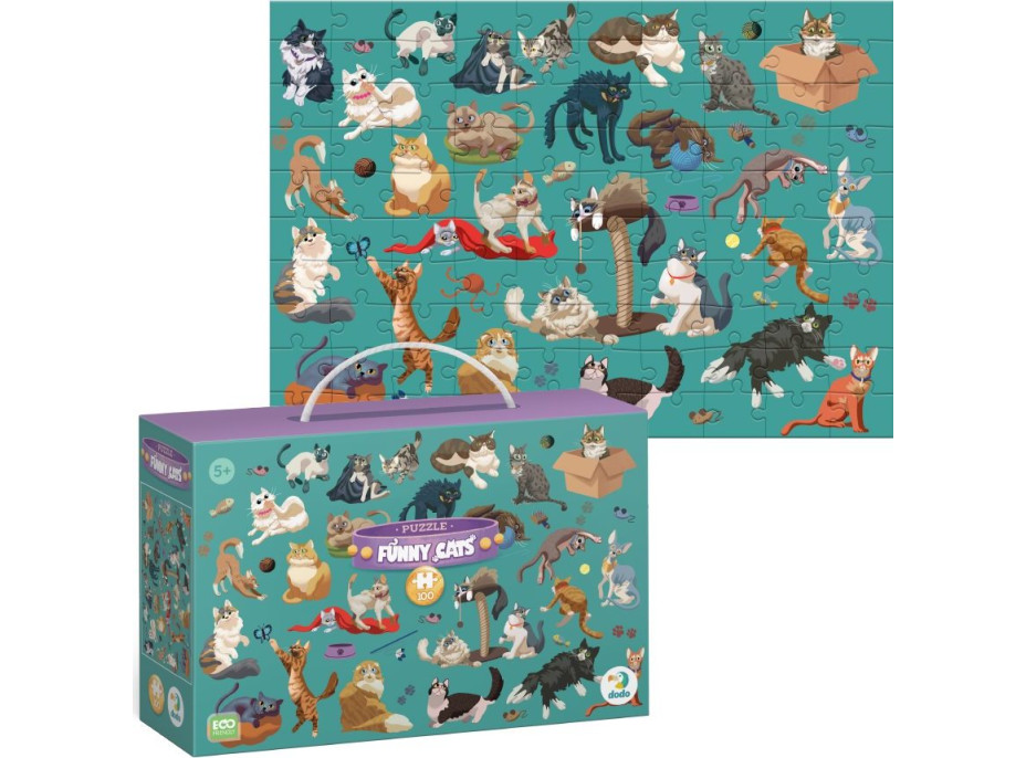 DODO Puzzle Zábavné mačky 100 dielikov