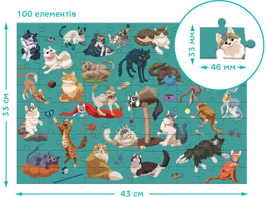 DODO Puzzle Zábavné mačky 100 dielikov