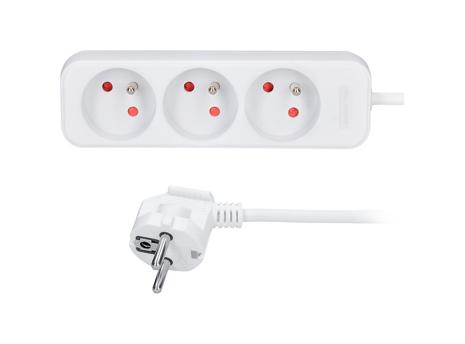 Solight predlžovací prívod 5m, 3 zásuvky, 16A/3680W, PVC, biely