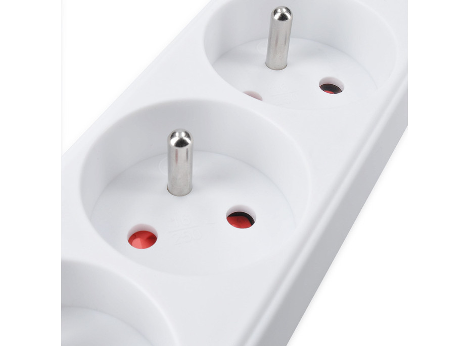 Solight predlžovací prívod 5m, 3 zásuvky, 16A/3680W, PVC, biely