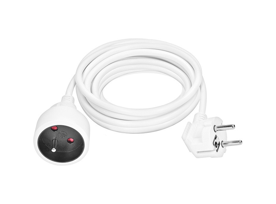 Solight predlžovací prívod 5m, 1 zásuvka, 16A/3680W, PVC, biely