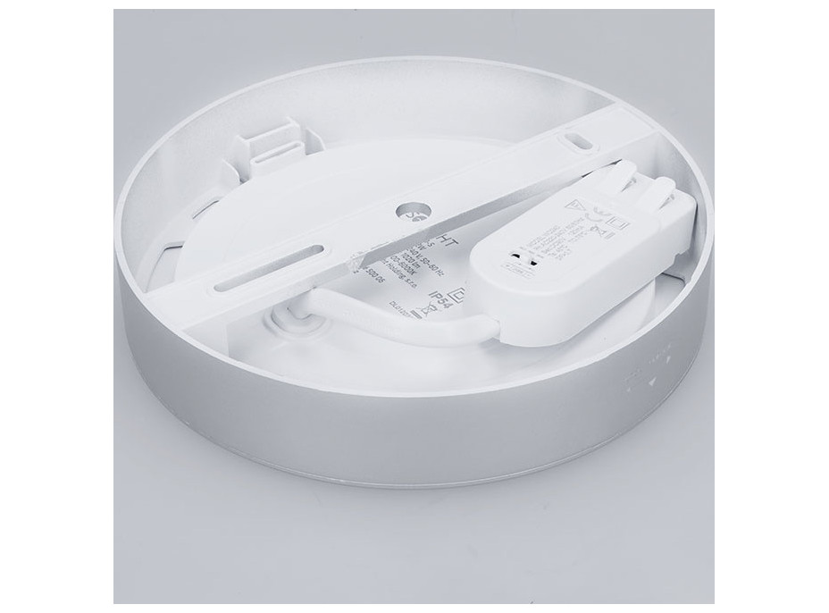Solight LED mini panel kúpeľňový 2v1, 3CCT, podhľadový / prisadený, 12W, 1020lm, IP54, strieborná, okrúhly