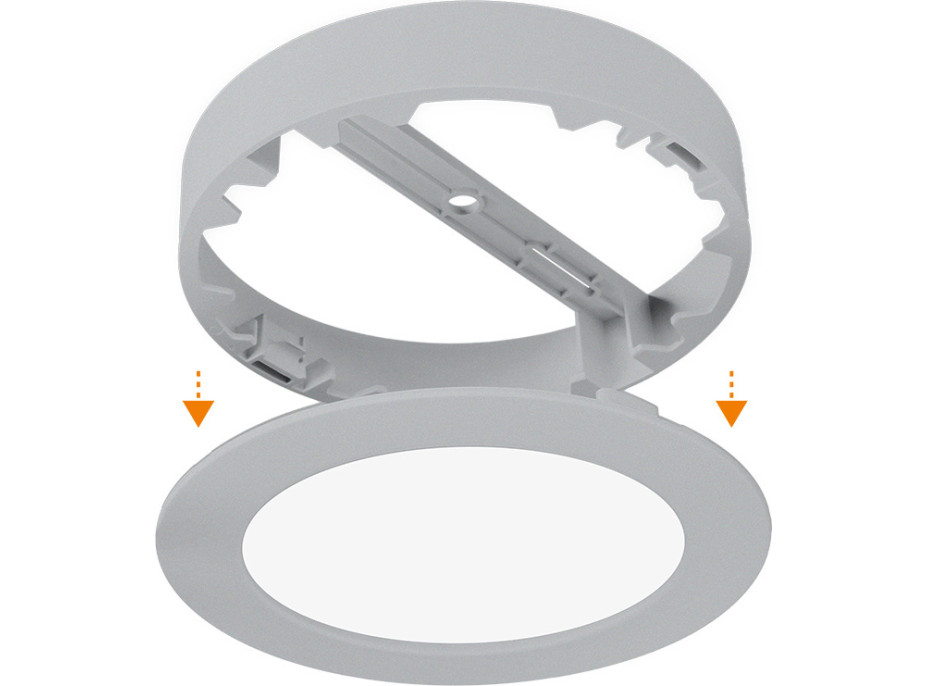 Solight LED mini panel kúpeľňový 2v1, 3CCT, podhľadový / prisadený, 12W, 1020lm, IP54, strieborná, okrúhly