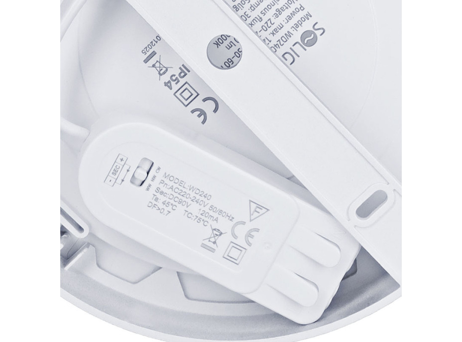 Solight LED mini panel kúpeľňový 2v1, 3CCT, podhľadový / prisadený, 12W, 1020lm, IP54, strieborná, okrúhly