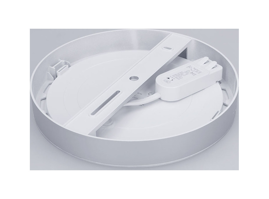 Solight LED mini panel kúpeľňový 2v1, 3CCT, podhľadový / prisadený, 18W, 1530lm, IP54, strieborná, okrúhly