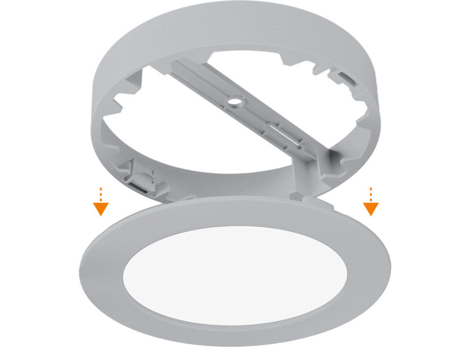 Solight LED mini panel kúpeľňový 2v1, 3CCT, podhľadový / prisadený, 18W, 1530lm, IP54, strieborná, okrúhly