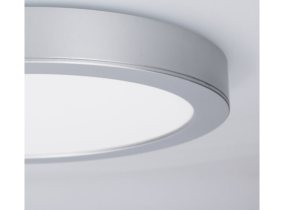 Solight LED mini panel kúpeľňový 2v1, 3CCT, podhľadový / prisadený, 18W, 1530lm, IP54, strieborná, okrúhly