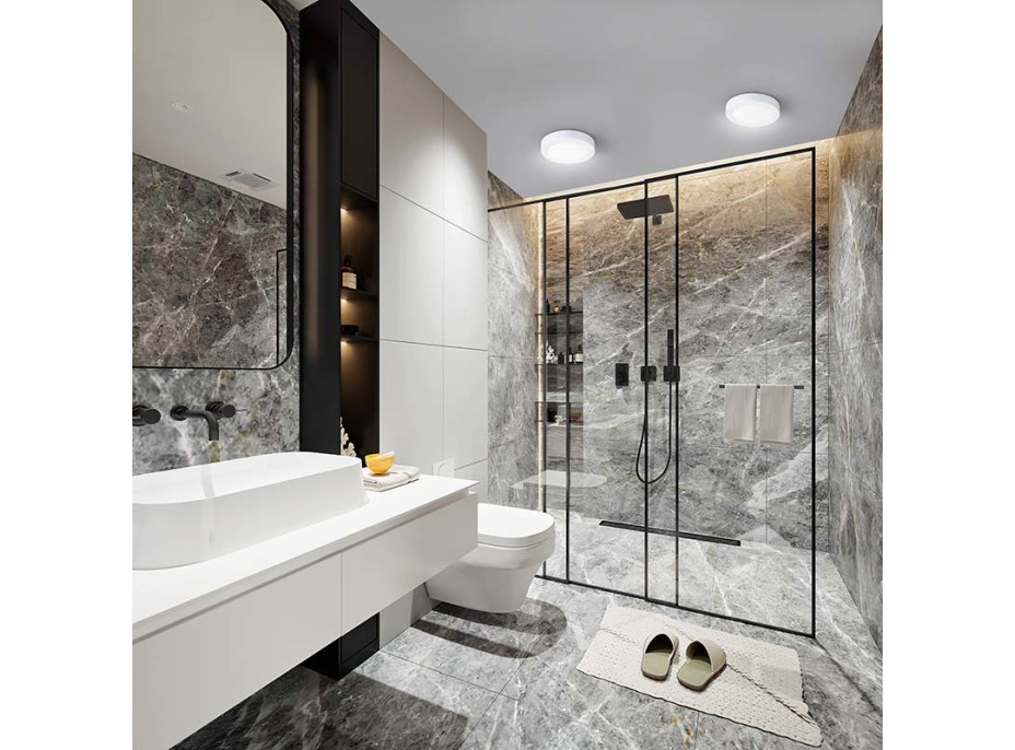 Solight LED mini panel kúpeľňový 2v1, 3CCT, podhľadový/prisadený, 18W, 1530lm, IP54, biela, okrúhly