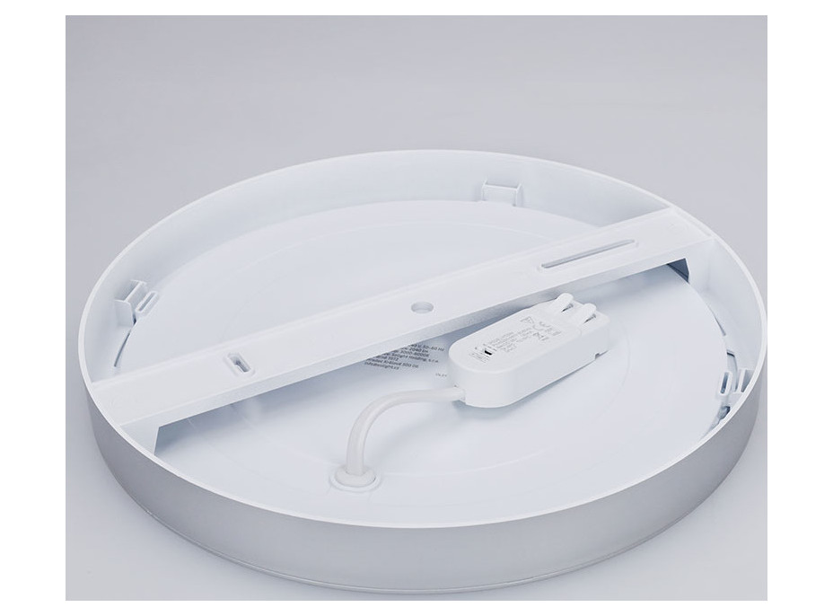 Solight LED mini panel kúpeľňový 2v1, 3CCT, podhľadový / prisadený, 24W, 2040lm, IP54, strieborná, okrúhly