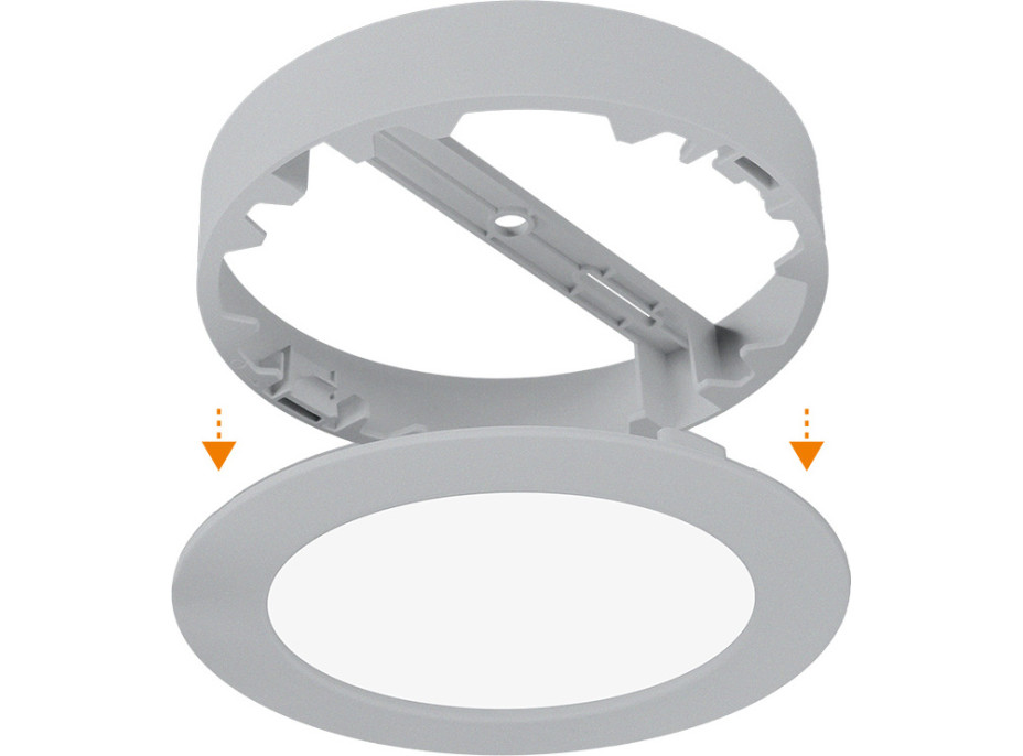 Solight LED mini panel kúpeľňový 2v1, 3CCT, podhľadový / prisadený, 24W, 2040lm, IP54, strieborná, okrúhly