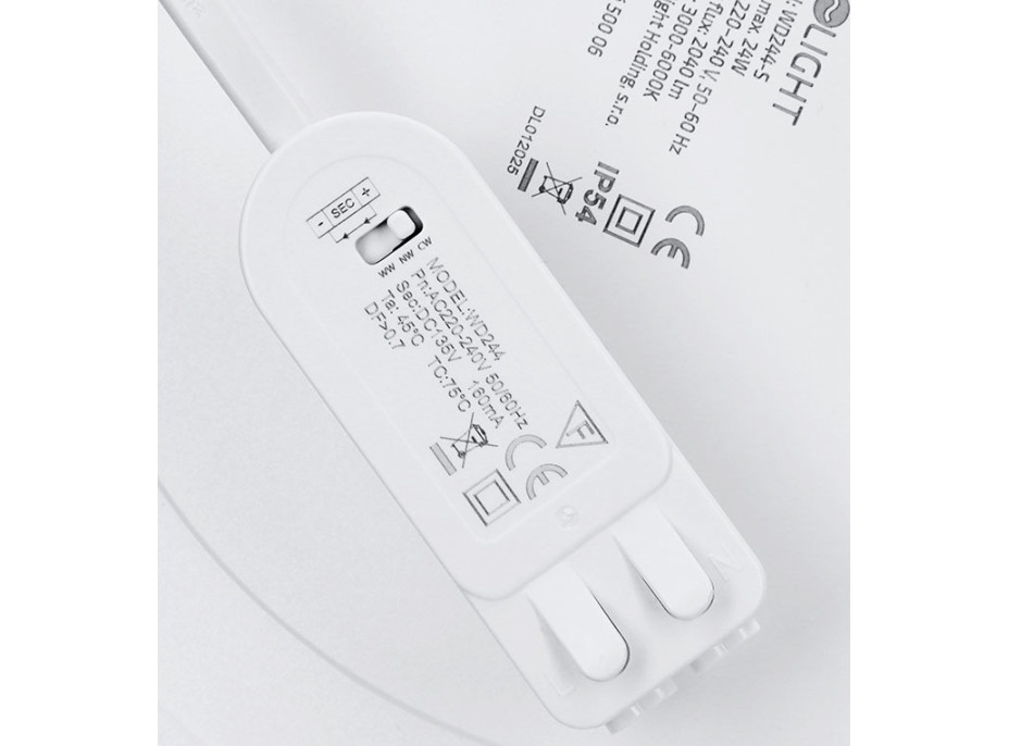 Solight LED mini panel kúpeľňový 2v1, 3CCT, podhľadový / prisadený, 24W, 2040lm, IP54, strieborná, okrúhly