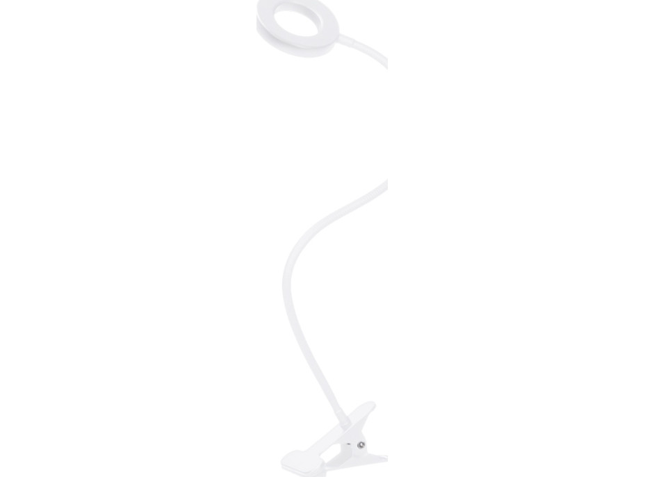 Solight LED stmievateľná stolná lampička s klipom biela, 300lm, nastaviteľná teplota svetla, USB