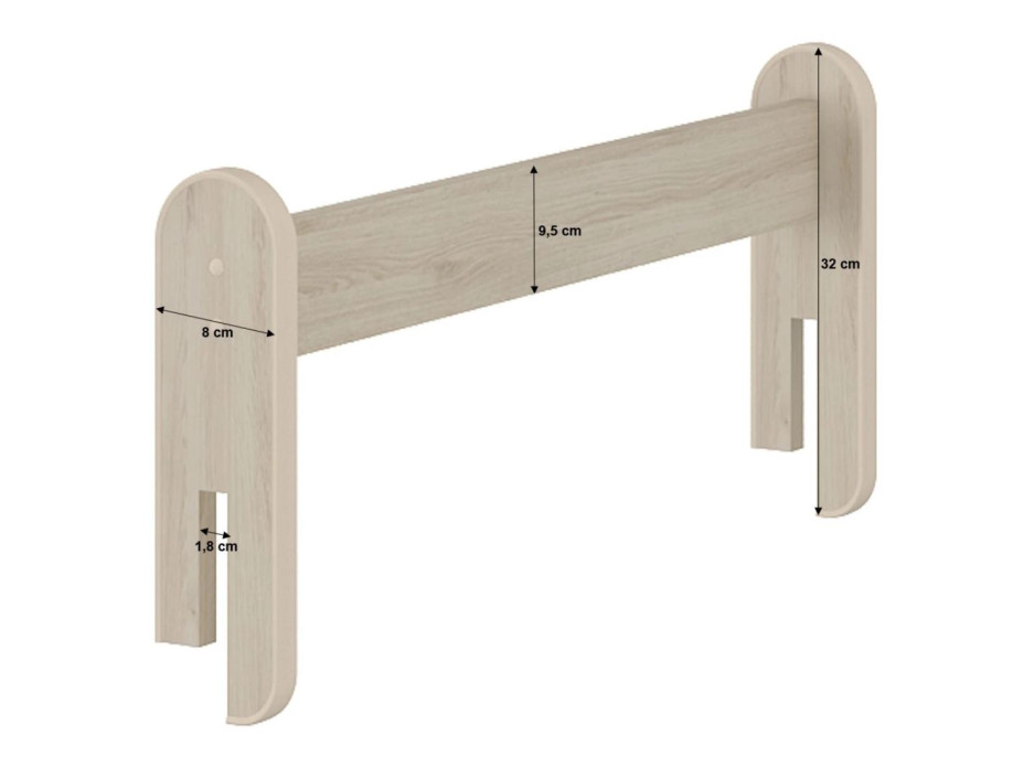 Odnímateľná zábrana k detskej posteli MAX - 1x dlhá + 1x krátka - biela - 193 cm