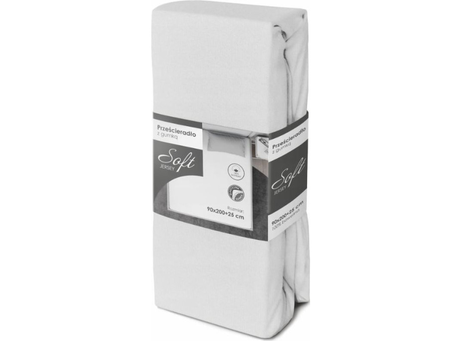 Jersey prestieradlo SOFT 200x90 cm + 25cm - biele