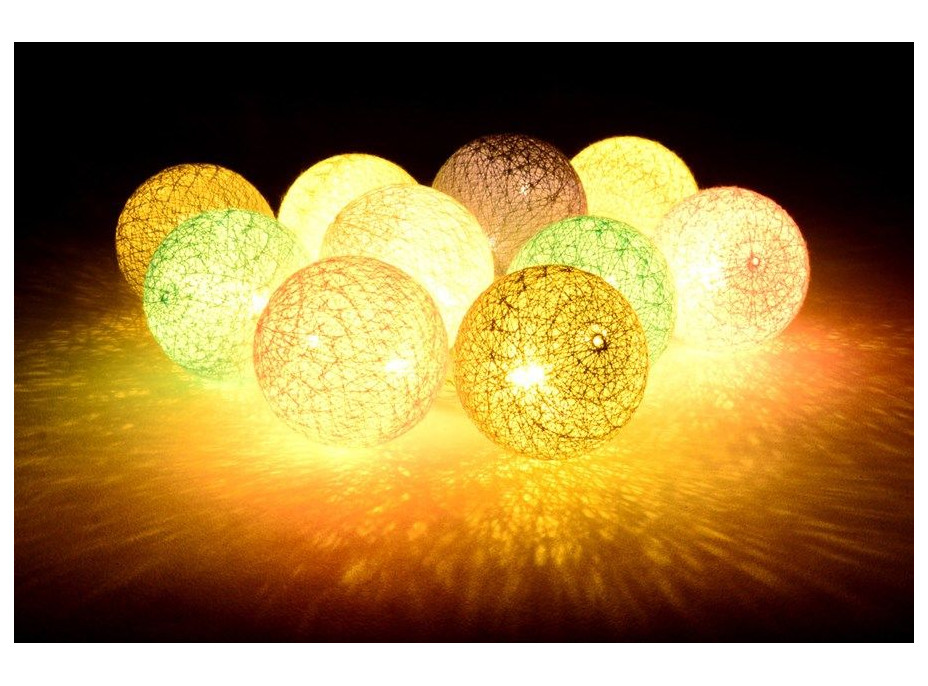 Bavlnené svietiace guličky LED 10 ks - hnedé