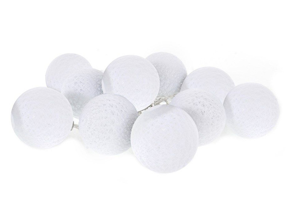 Bavlnené svietiace guličky LED 10 ks - biele