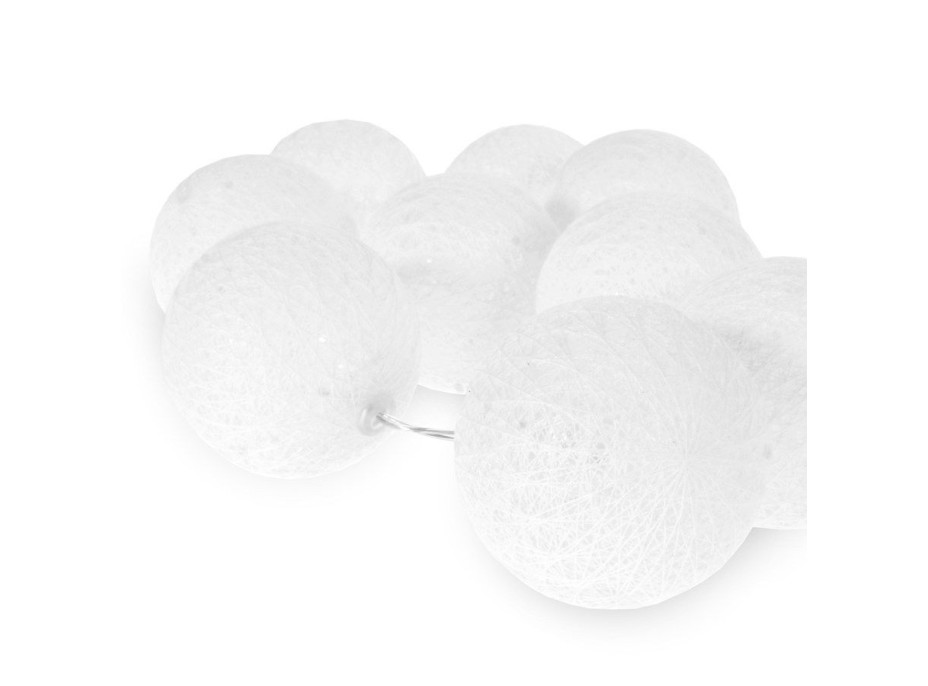 Bavlnené svietiace guličky LED 10 ks - biele