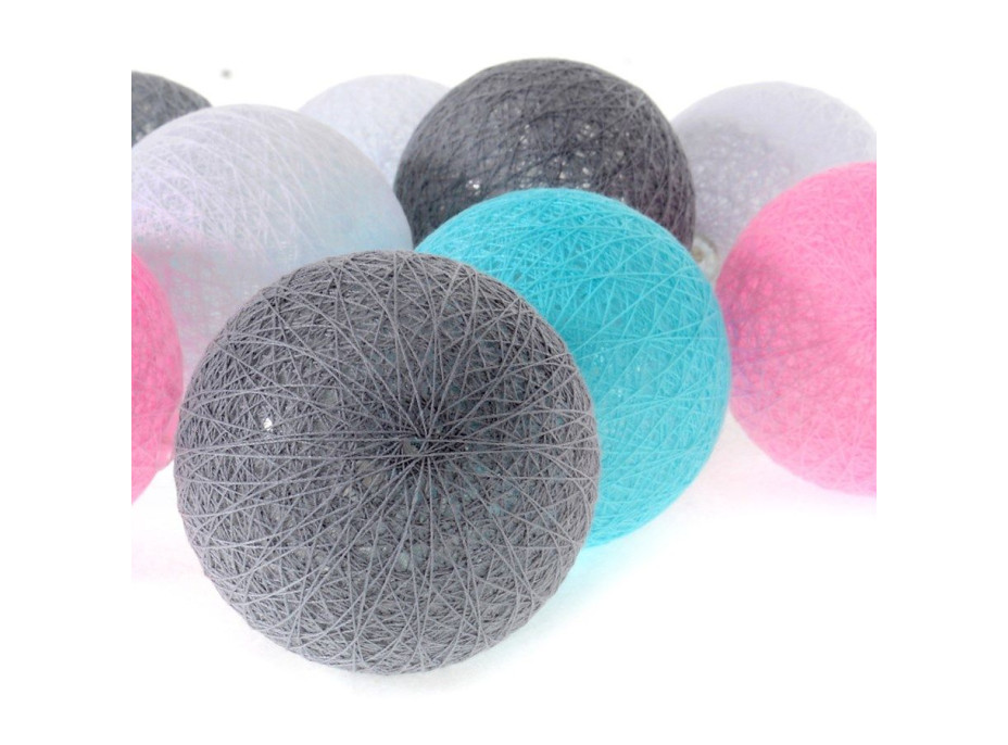 Bavlnené svietiace guličky LED 10 ks - ružové a mätové