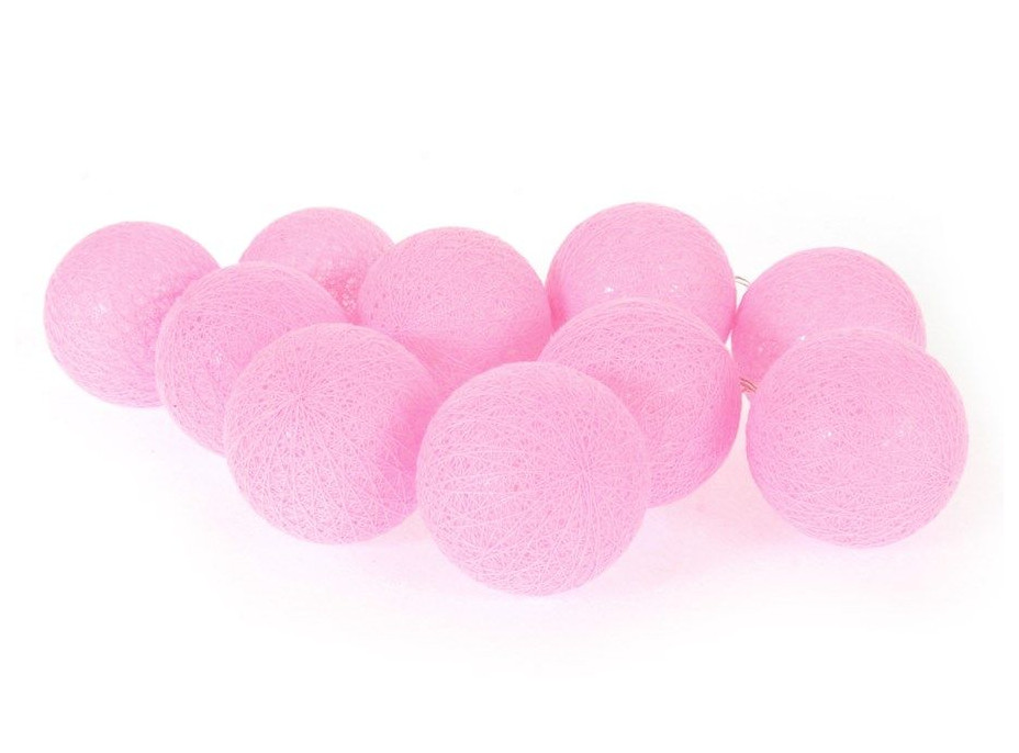 Bavlnené svietiace guličky LED 10 ks - ružové
