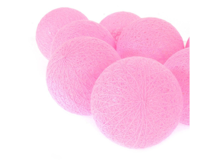 Bavlnené svietiace guličky LED 10 ks - ružové