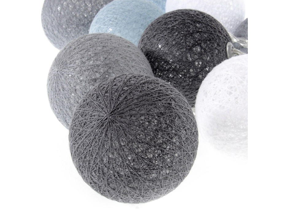 Bavlnené svietiace guličky LED 10 ks - svetlo šedé