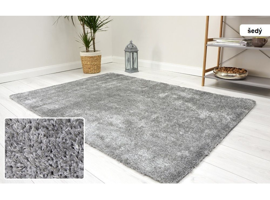 Kusový koberec Shaggy MAX velvet - sivý
