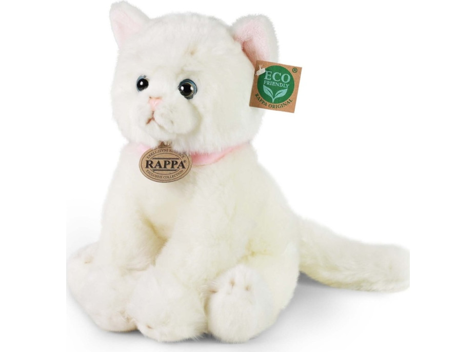 Rappa Plyšová mačka sediaca biela 25 cm ECO-FRIENDLY
