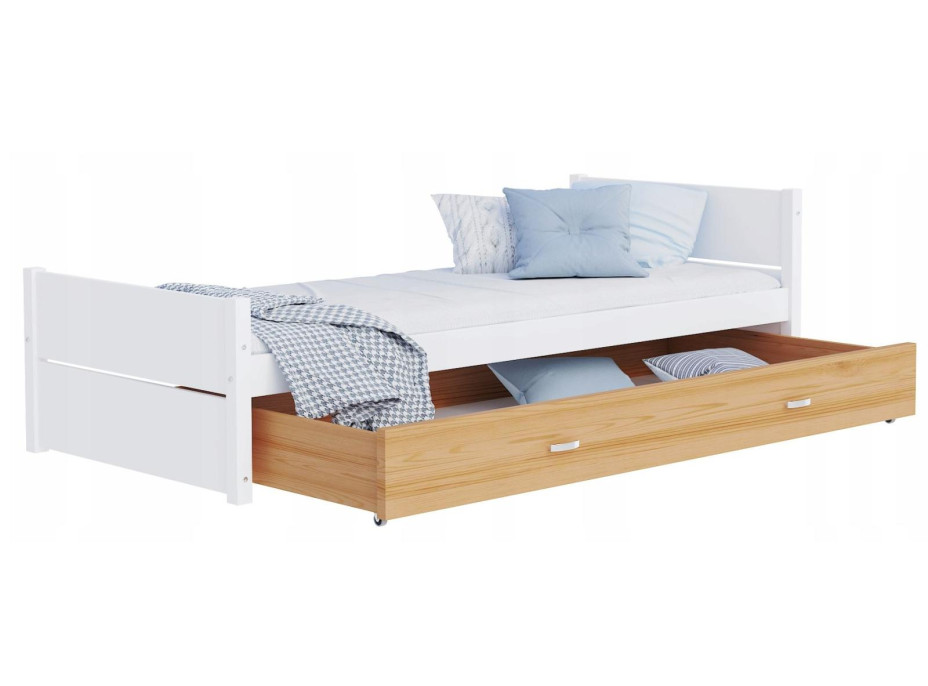 Detská posteľ so šuplíkom TYMON - 200x90 cm - biela/dub craft
