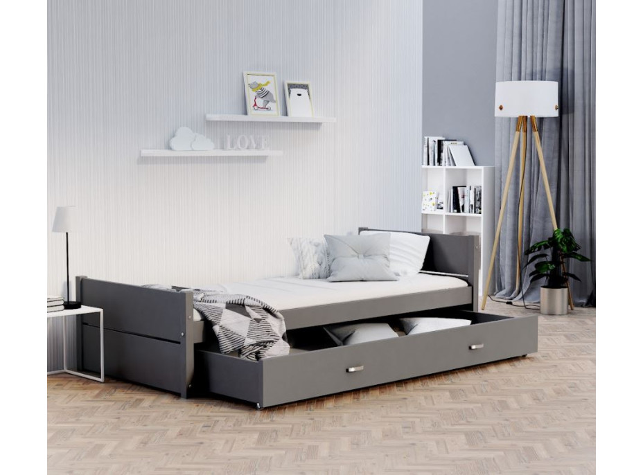 Detská posteľ so šuplíkom TYMON - 200x90 cm - šedá