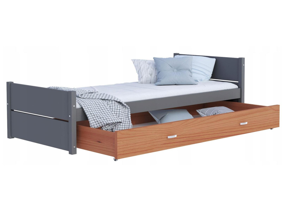 Detská posteľ so šuplíkom TYMON - 200x90 cm - šedá/dub craft