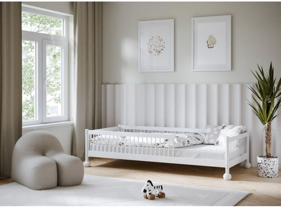 Detská Montessori posteľ z masívu borovice STEVE - 200x90 cm - BIELA
