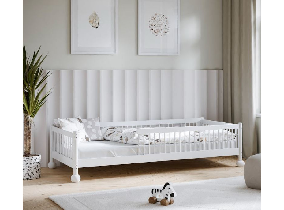 Detská Montessori posteľ z masívu borovice STEVE - 180x80 cm - BIELA